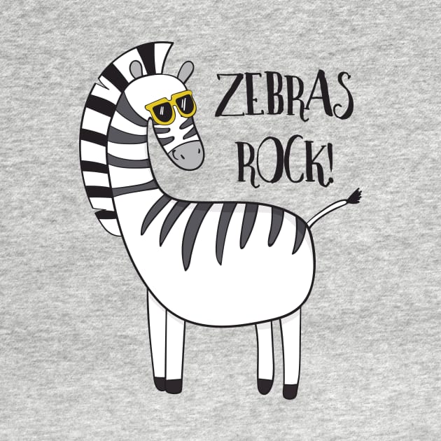 Zebras Rock! Cute Funny Zebra by Dreamy Panda Designs